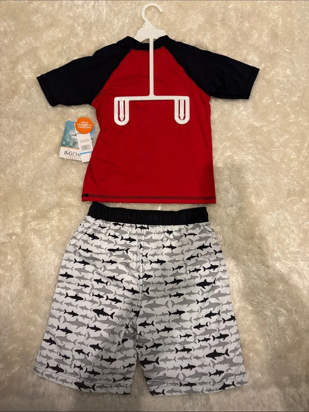 Big Chill Red & Black Shark Rashguard Swim Set - Picture 5 of 5